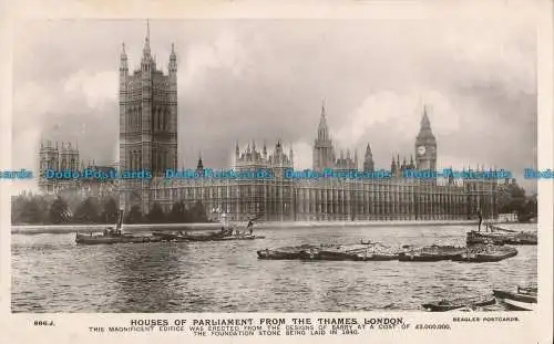 R022572 Houses of Parliament von der Themse. London. Beagles and Co. RP