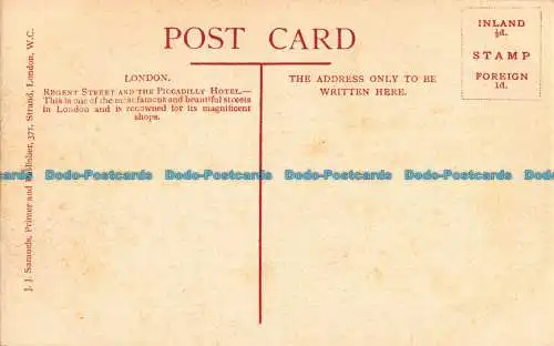 R043039 Regent Street und das Piccadilly Hotel. London. J. J. Samuels