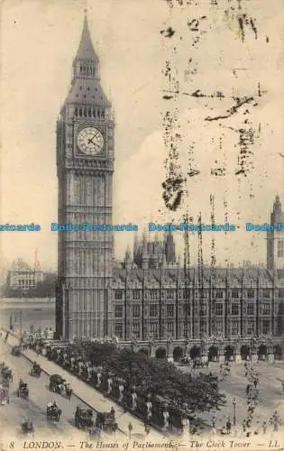 R043304 London. The Houses of Parliament. Der Uhrturm. LL. Nr 8. 1910