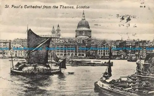 R043345 St. Pauls Cathedral von der Themse. London. Valentinstag. 1908