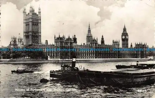 R043399 Houses of Parliament and Thames. London. RP. 1963