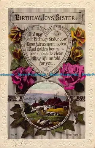 R043845 Grüße. Geburtstag Freuden Schwester. Drehbar. RP. 1921