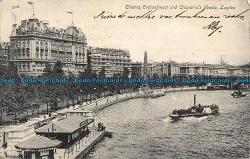 R043484 Themse-Damm- und Kleopatras-Nadel. London. 1905