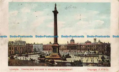 R043942 London. Trafalgar Square und Nelsons Monument. F. F. und Co. 1905