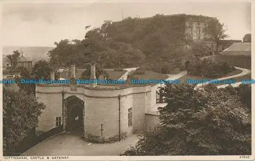 R043987 Nottingham. Schloss und Tor. Photochrom. Nr. 47846. 1945