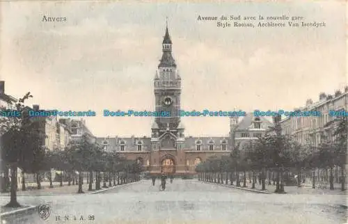 R044918 Anvers. Avenue du Sud Avec la Nouvelle Gare Style Roman