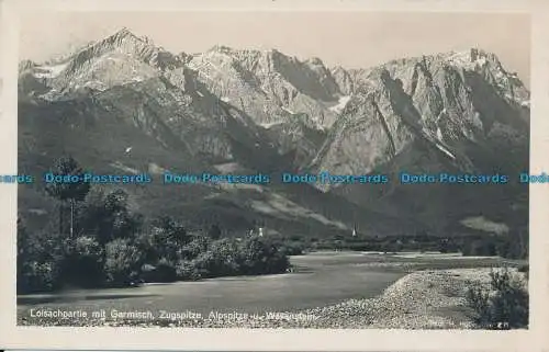 R045072 Loisachpartie mit Garmisch. Zugspitze. Alpspitze u Waxenstein. Hans Hube