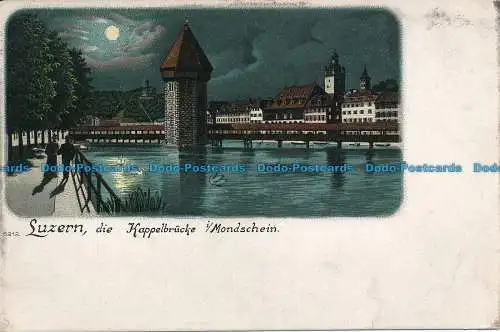 R046508 Luzern die Kappelbrücke i Mondschein. B. Hopkins