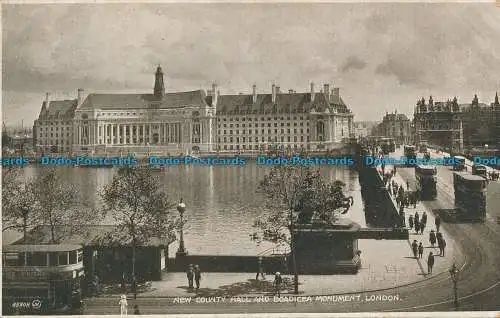 R049402 New County Hall and Boadicea Monument. London. Valentinstag. Foto braun. 1