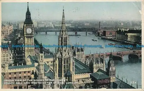 R049405 Einzigartiger Blick auf die Houses of Parliament. County Hall und Westminster Bri