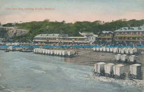 R049630 Blick vom Pier zeigt Arkade. Sandown. 1906