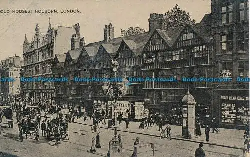 R049924 Alte Häuser. Holborn. London. Das Autofoto. 1908