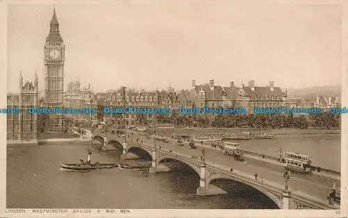 R050096 London. Westminster Bridge und Big Ben. Photochrom. Nr 20