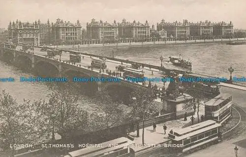 R050434 London. St. Thomas Hospital und Westminster Bridge. J. J. Corbyn