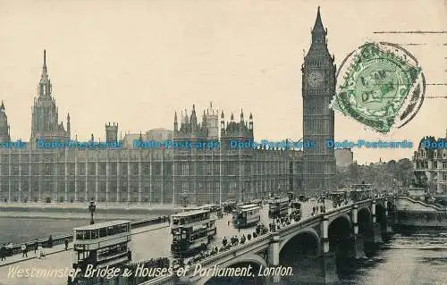 R050450 Westminster Bridge und Houses of Parliament. London. Die klassische