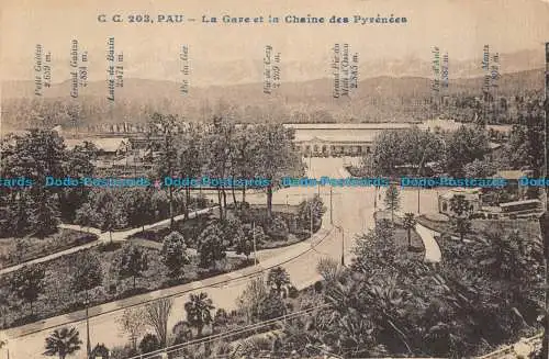 R052014 Pau. La Gare et la Chaine des Pyrenees. C. C. No 203
