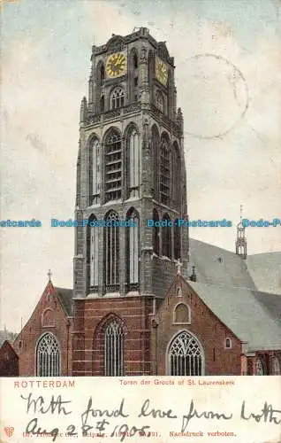 R051156 Rotterdam. Toren der Groote von St. Laurenskerk. Trenkler