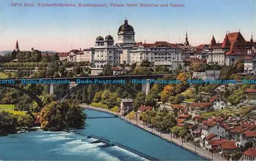 R052832 Bern. Kirchenfeldbrücke. Bundespalast. Palace Hotel Bellevue und Kasino.