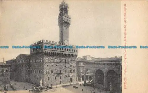 R052945 Firenze. Palazzo della Signoria con La Loggia dei Lanzi. Eredi Bicchi