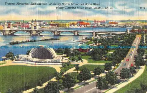 R054031 Storrow Memorial Embankment Showing Hatch Memorial Band Shell Along Char