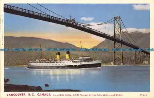 R054612 Vancouver B.C. Kanada. Löwentorbrücke. C.P.R. Dampfgarer Ankunft ab