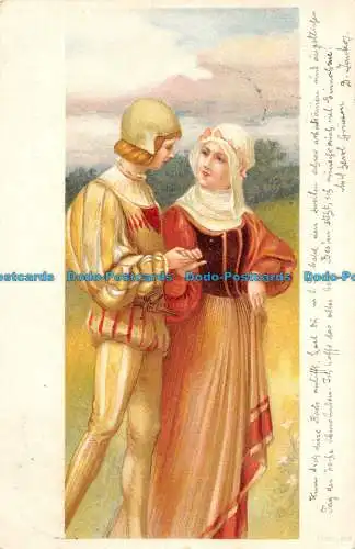 R055881 Alte Postkarte. Frau und Mann. 1902
