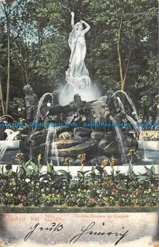 R057083 Baden bei Wien. Undine Brunnen im Curpark. Mehner und Maas. 1906. B. Hopfen