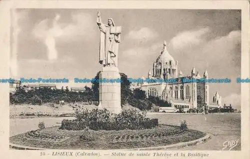 R059026 Lisieux. Statue de Sainte Therese et la Basilique. Artaud Pere. Nr 10