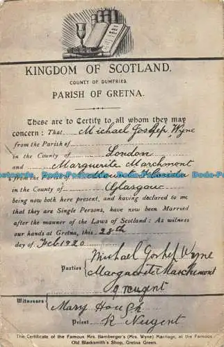R059046 Königreich Schottland. Pfarrei Gretna. 1903