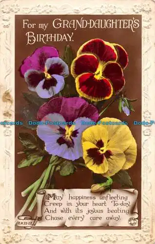 R059724 Geburtstagsgrußkarte für Enkelin. Möge sich das Glück entfalten. Rota