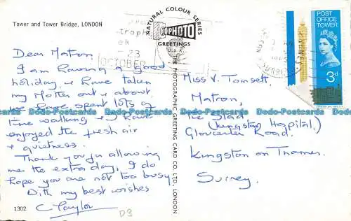 R066274 Tower und Tower Bridge. London. 1965. Die fotografische Grußkarte