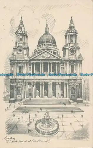 R067794 London. St. Pauls Cathedral. Westfront. Tokim. Bleistiftzeichnung