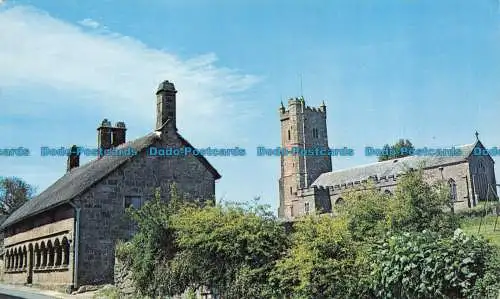 R083894 Pfarrkirche und reetgedeckte Almenhäuser. Moretonhampstead. A. W. Besley