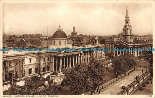 R092076 London. Nationalgalerie und St. Martins. Photochrom. Nr 71890. 1951