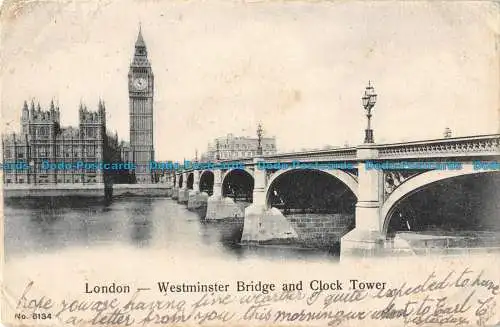 R092202 London. Westminster Bridge und Uhrturm. Nr 6134. 1903