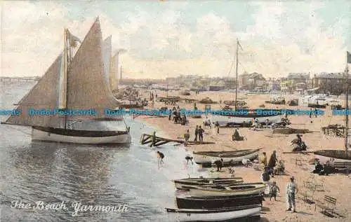R091378 The Beach. Yarmouth. Fine Art Postkarten. Shureys Publications