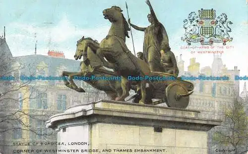 R091387 Statue von Boadicea. London. Ecke Westminster Bridge und Thames Emba