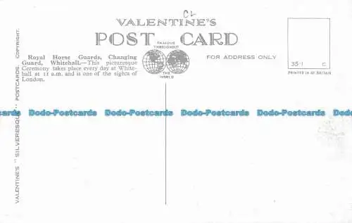 R094046 Royal Horse Guards Wickelschutz. Whitehall. London. Valentinstag. Silber