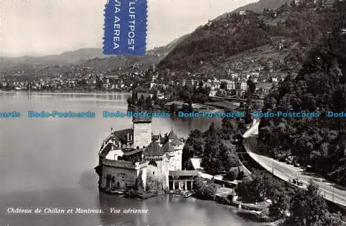 R093554 Chateau de Chillon et Montreux. Vue Aerienne. 1951