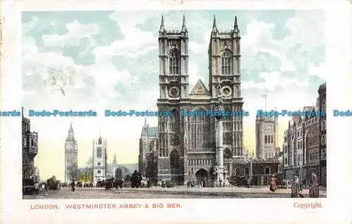 R094423 London. Westminster Abbey und Big Ben. 1909