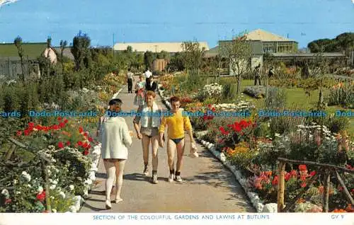 R095211 Abschnitt der bunten Gärten und Rasenflächen in Butlins. RP. 1959