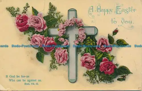 R095644 Grußpostkarte. Euch ein frohes Ostern. Rosen und Kreuz. Nr 3133. 1911