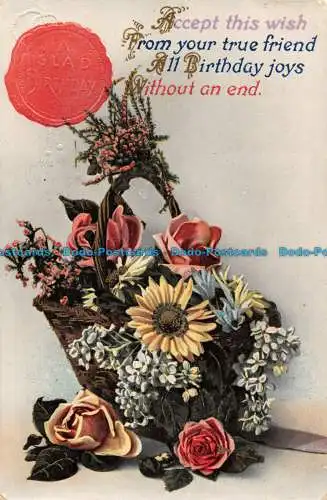 R095733 Grüße. Alles Gute zum Geburtstag. Blumen