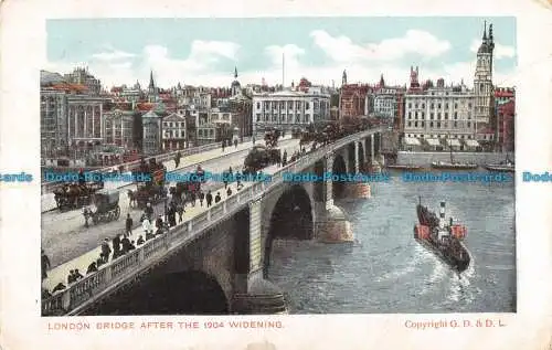 R095858 London Bridge nach der Verbreiterung von 1904. G.D. und D.L. 1905