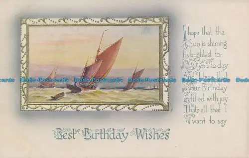 R102687 Grüße. Die besten Geburtstagswünsche. Segelboote. W. und K. London. Nr 365
