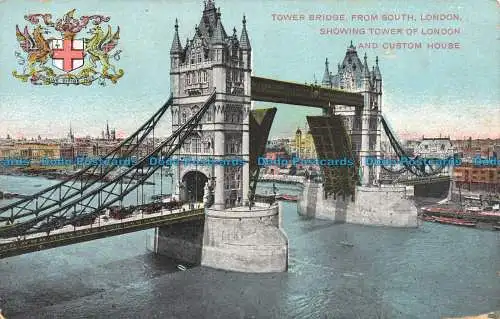 R103478 Tower Bridge. Von Süden. London. Showing Tower of London und Custom Hou