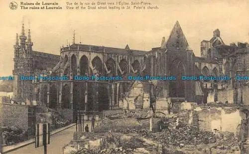 R104492 Die Ruinen von Louvain. Blick auf die Dieststraße, die nach St. Peters Chu führt