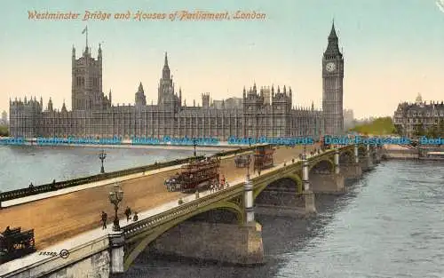 R106532 Westminster Bridge und Houses of Parliament. London. Valentine