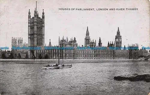 R106797 Houses of Parliament. London und Themse