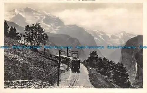 R109216 Wengernalpbahn mit Jungfrau und Lauterbrunnental